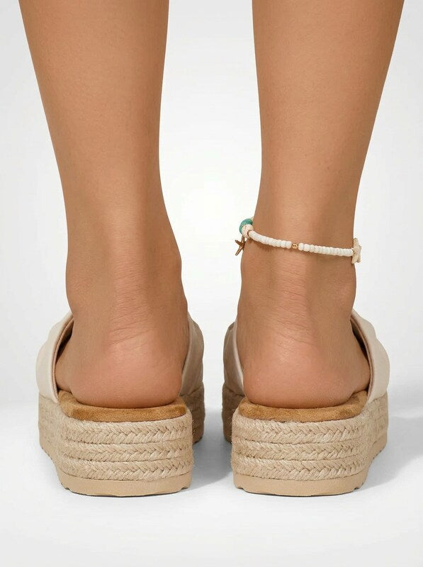Jute Platform Wedge Slide Sandals