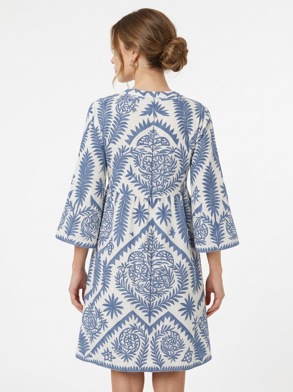 V-Neck Boho Pattern Summer Midi Dress