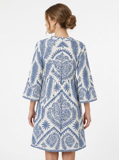 V-Neck Boho Pattern Summer Midi Dress