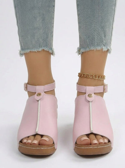Structured Ankle Strap Platform Sandals