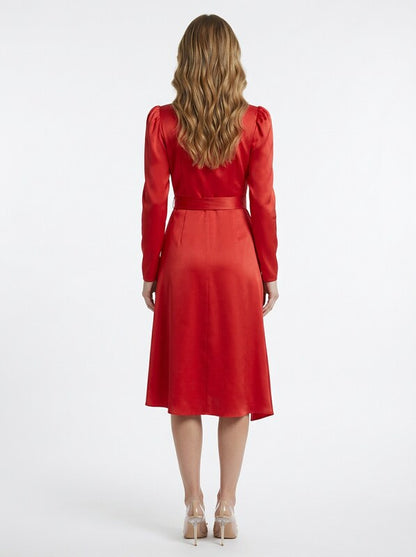 V-Neck Wrap Midi Dress