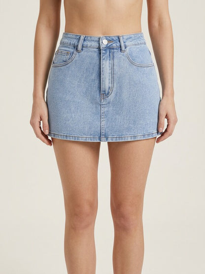 Bow Decor Denim Mini Skirt