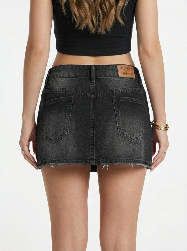 Denim A-Line Mini Skirt
