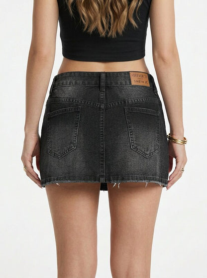 Denim A-Line Mini Skirt