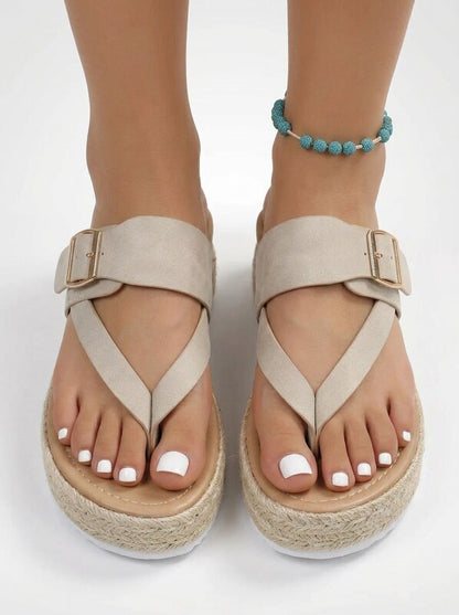 Textured Cross Strap Platform Wedge Sandals