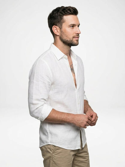 Men’s Relaxed Linen Blend Button Down Shirt