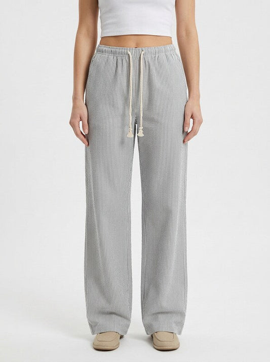 Women's Cotton Drawstring Straight Leg Pants