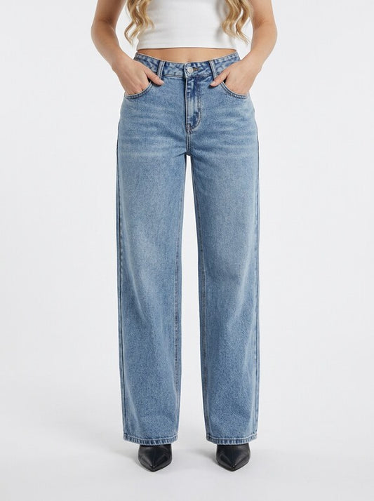 Women's Low Waist Loose Straight Leg Denim Jeans