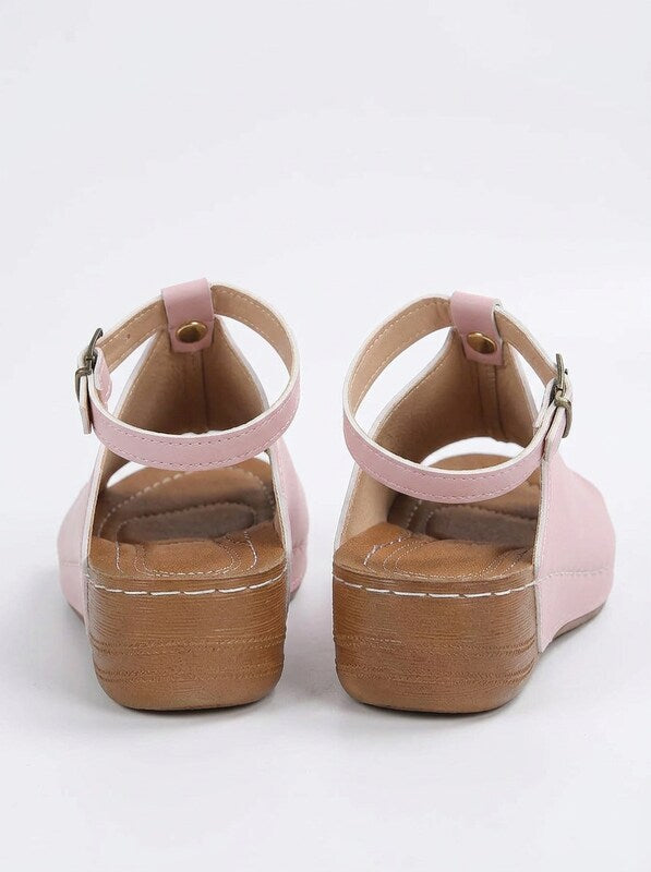 Structured Ankle Strap Platform Sandals