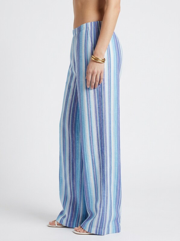 Women's Striped Drawstring Wide Leg Pants