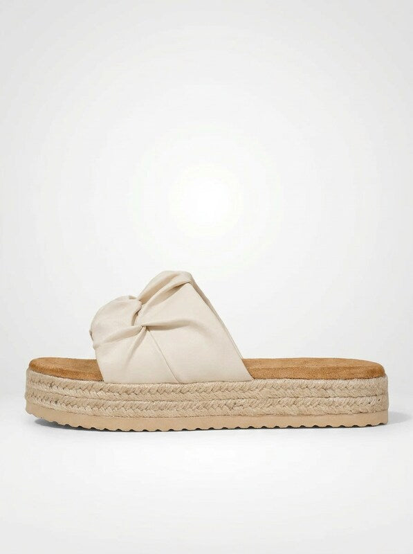 Jute Platform Wedge Slide Sandals
