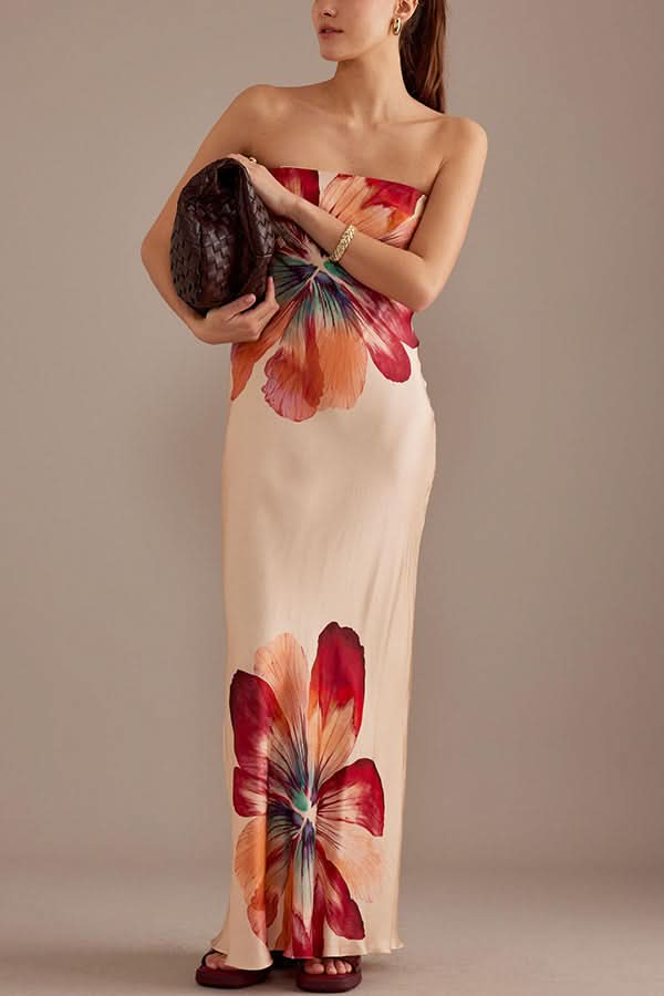 Becky | Vestido maxi floral de satén