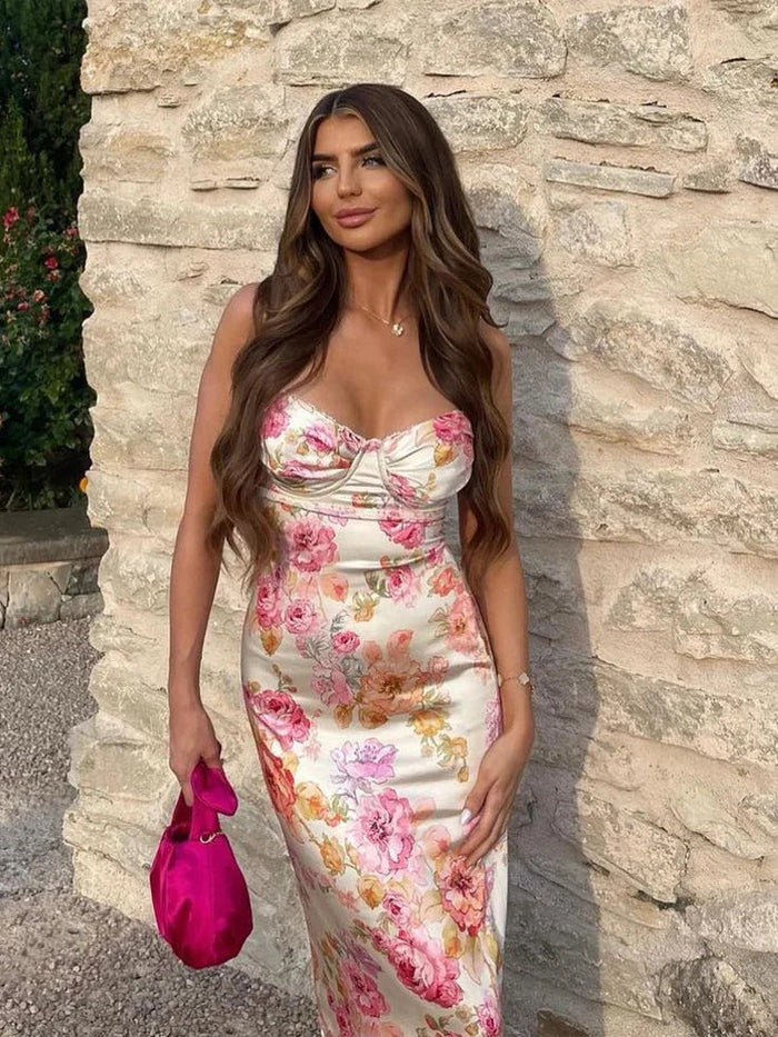 Selah | Vestido largo de flores con tirantes finos