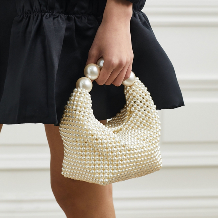 Selina | Bolso mini de perlas con asa superior