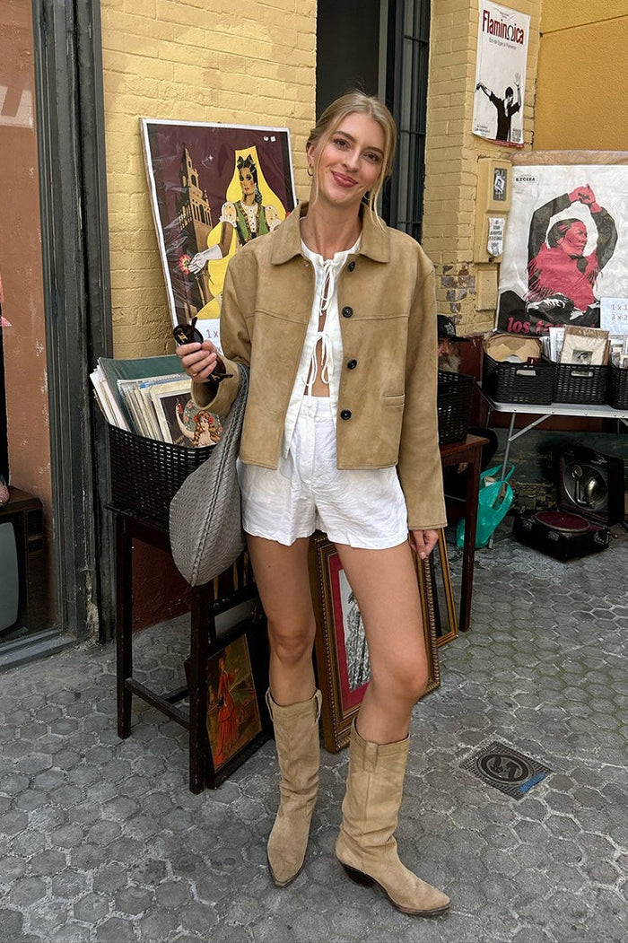 Shiloh | Chaqueta corta de ante sintético con botones