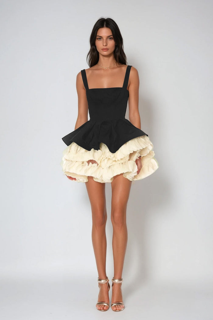 Sutton | Vestido corto con hombros abullonados