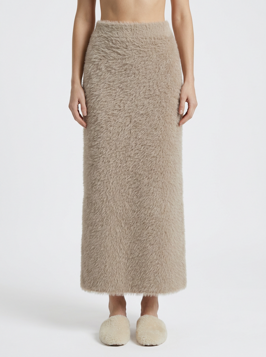 Faux Fur Long Midi Skirt