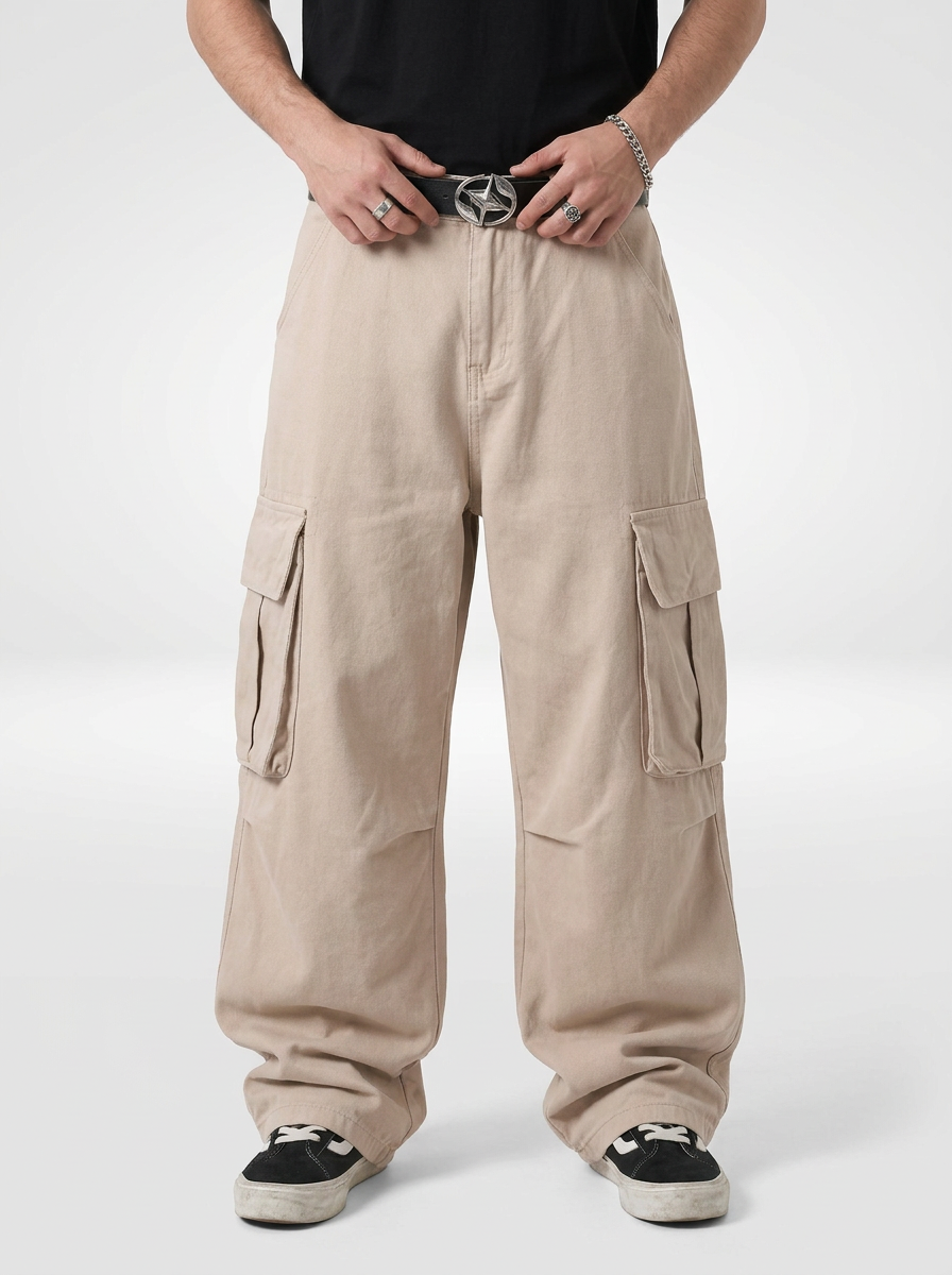 Men’s Loose Fit Flap Pocket Cargo Jeans