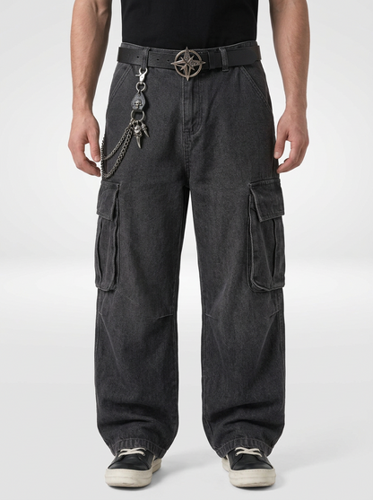 Men’s Loose Fit Flap Pocket Cargo Jeans