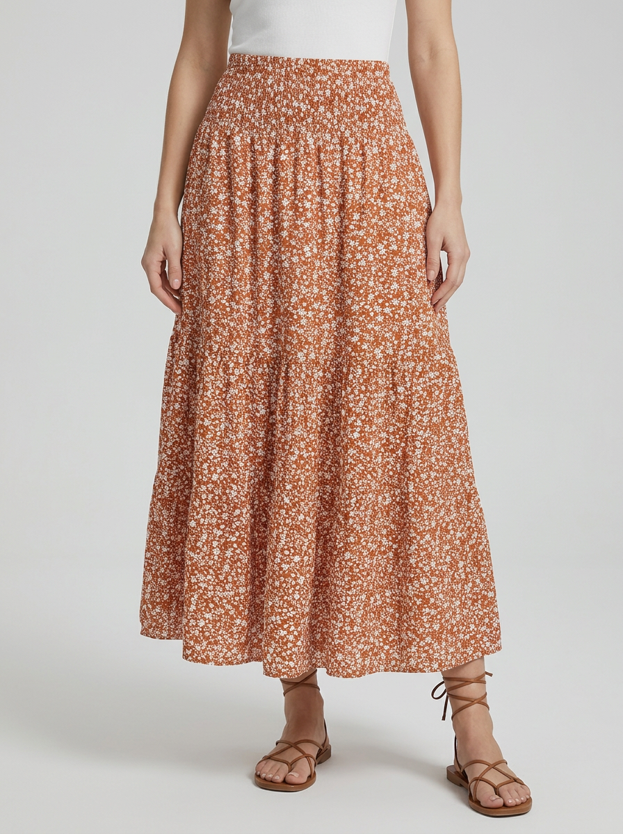 Floral A-Line Maxi Skirt