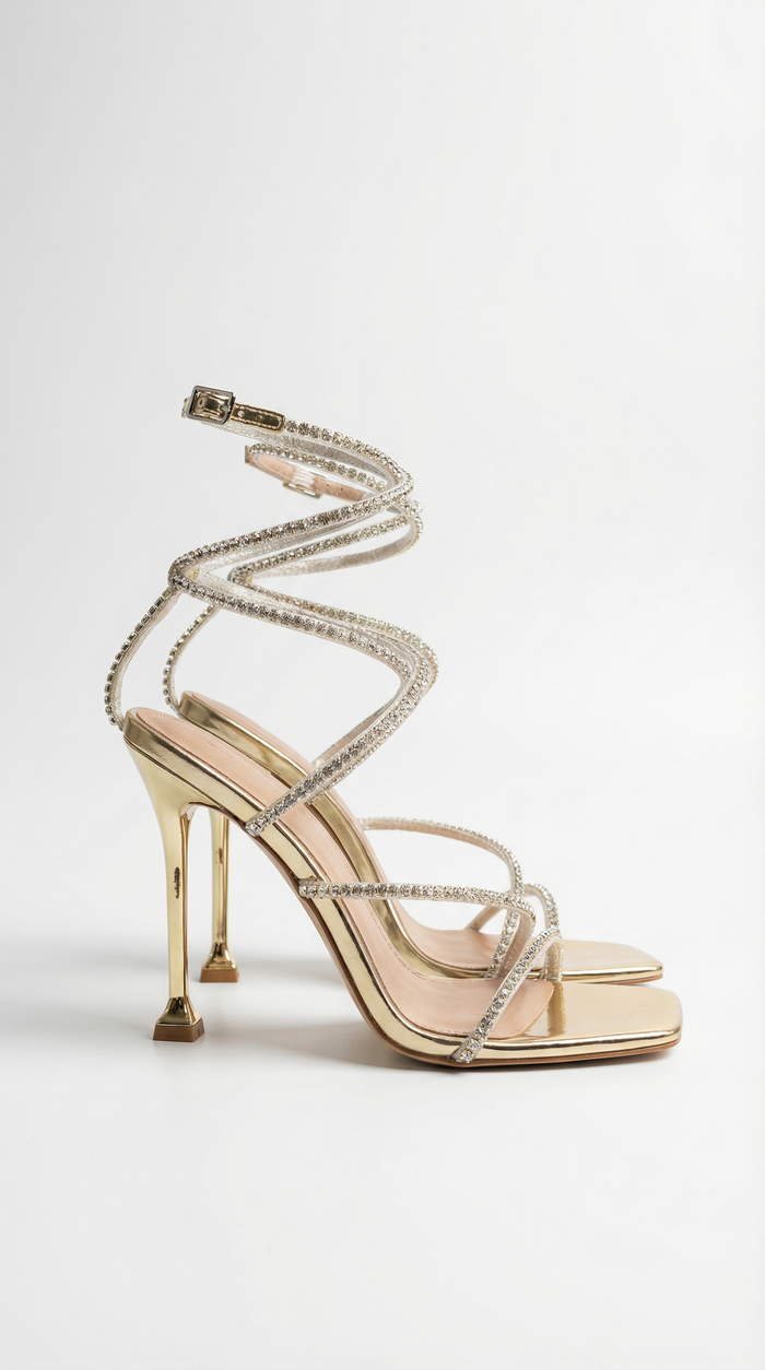 Williams | Sandalias de tacón con tiras de brillos y hebilla