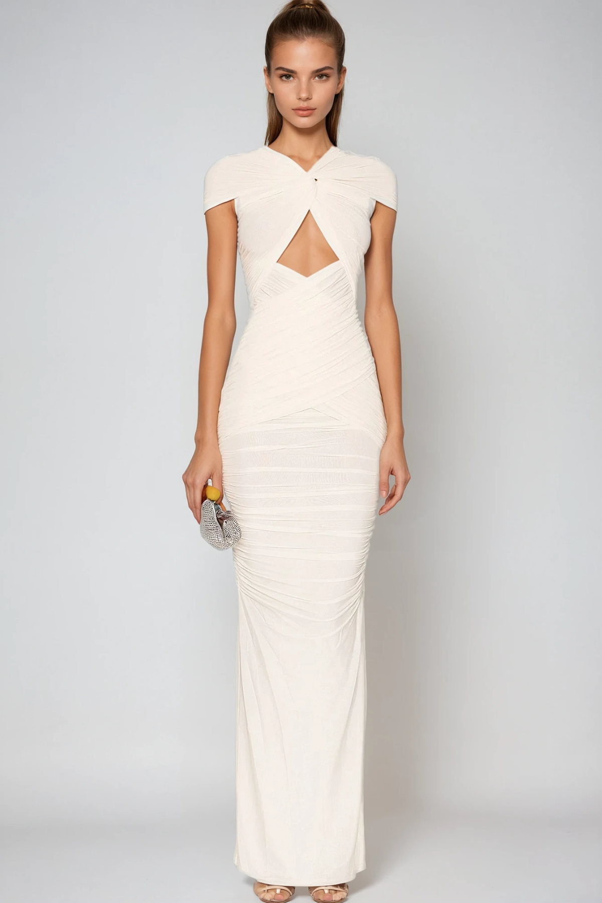 Zaria | Vestido largo fruncido con aberturas